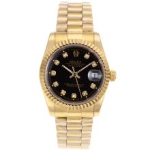 Rolex Datejust Automatic Full Gold Diamond Marking with Black Dial Sapphire Glass