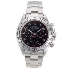 Rolex Daytona II Chronograph Swiss Valjoux 7750 Movement Number Markers with Black Dial S/S