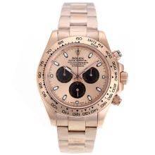 Rolex Daytona II Chronograph Asia Valjoux 7750 Movement Full Rose Gold Stick Markers with Rose Gold Dial
