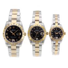 Rolex Datejust Automatic Two Tone Diamond Bezel Roman Markers with Black Dial Sapphire Glass-1