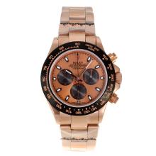 Rolex Daytona Chronograph Asia Valjoux 7750 Movement Full Rose Gold with Champagne Dial PVD Bezel