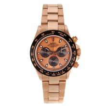 Rolex Daytona Chronograph Asia Valjoux 7750 Movement Full Rose Gold PVD Bezel Stick Markers with Champagne Dial